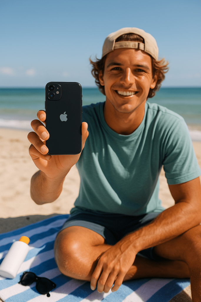 Tourist after iPhone repair in Jensen Beach
