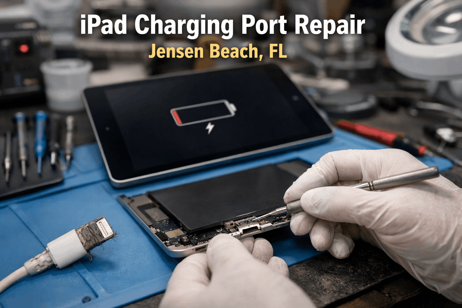 iPad charging port repair in progress ()