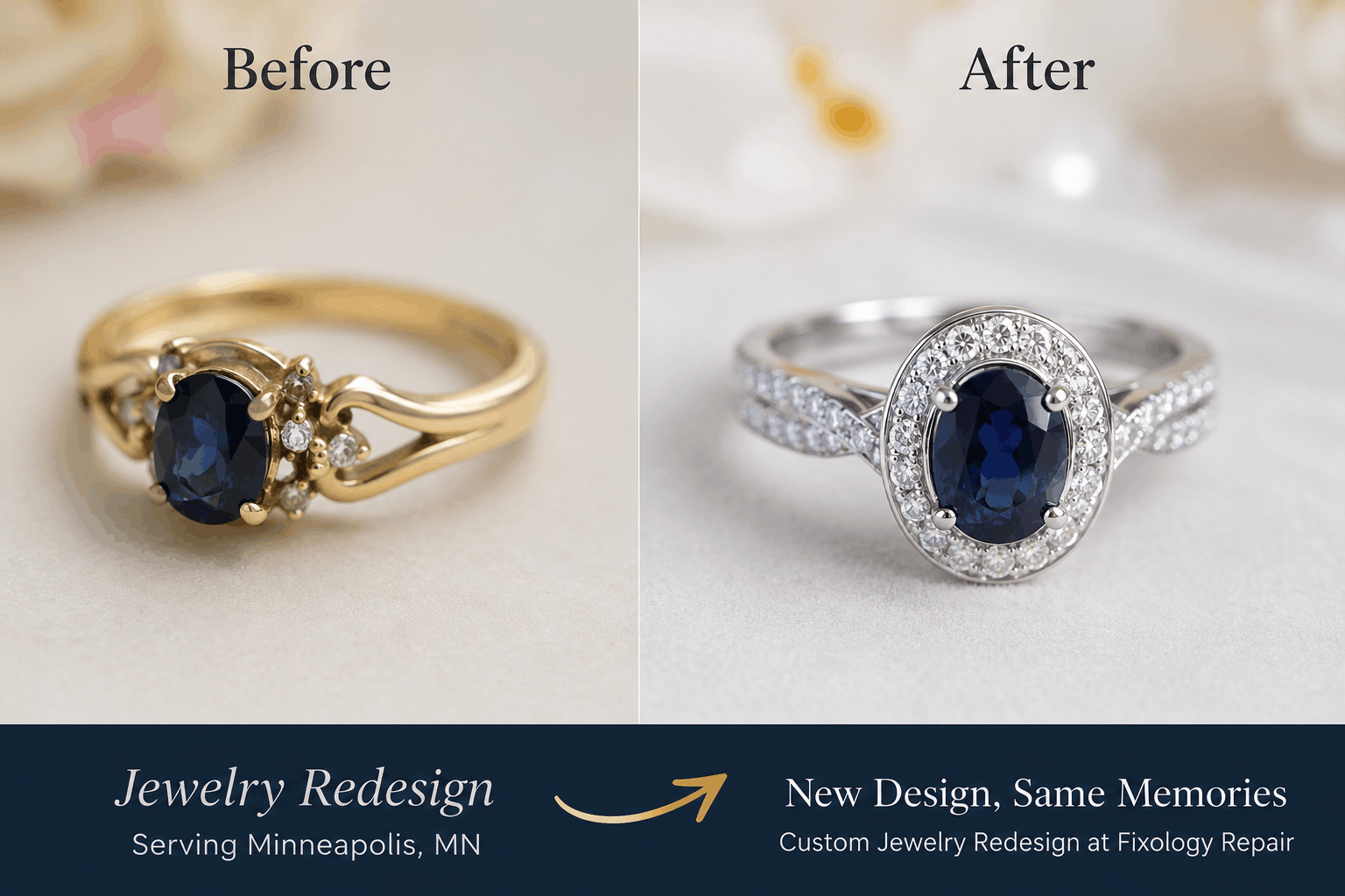 before and after Jewelry redesign fixology repair jpg