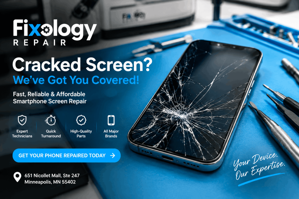 Cracked screen repair Minneapolis MN for a damaged smartphone